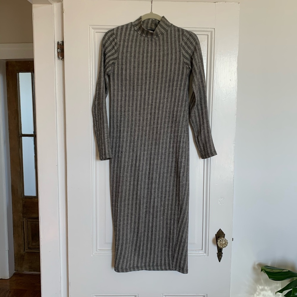 Midi length dress mock neck